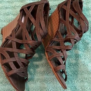 Brown wedge sandals